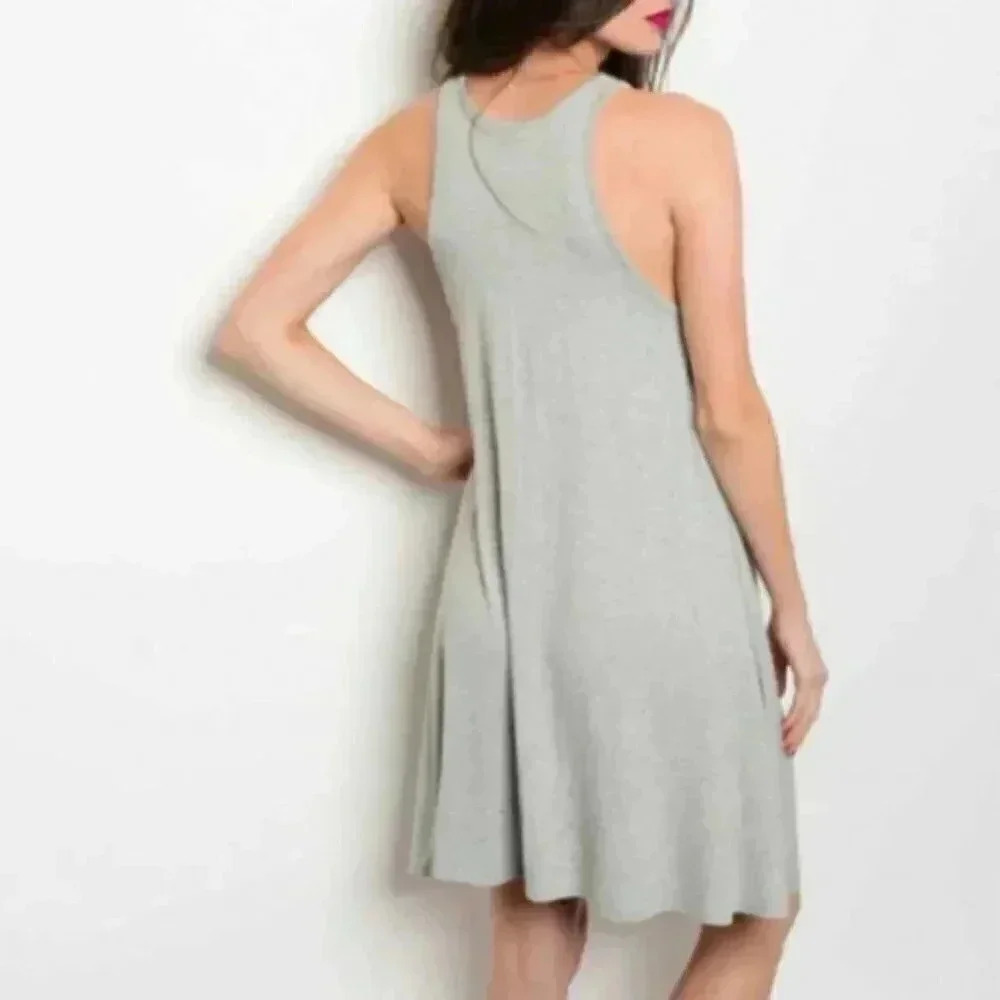 TUNIC DRESS GRAY LACE FRONT DRESS - Picture 3 of 3